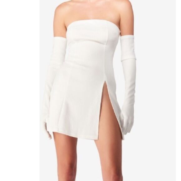 Cupid Mini Split Dress & Gloves - White - Picture 3 of 5
